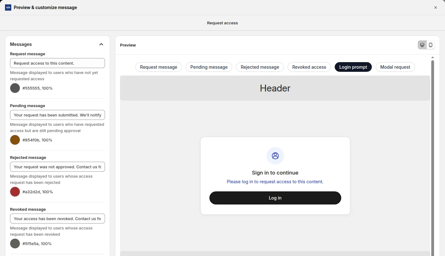 Login prompt preview: Sign in to continue