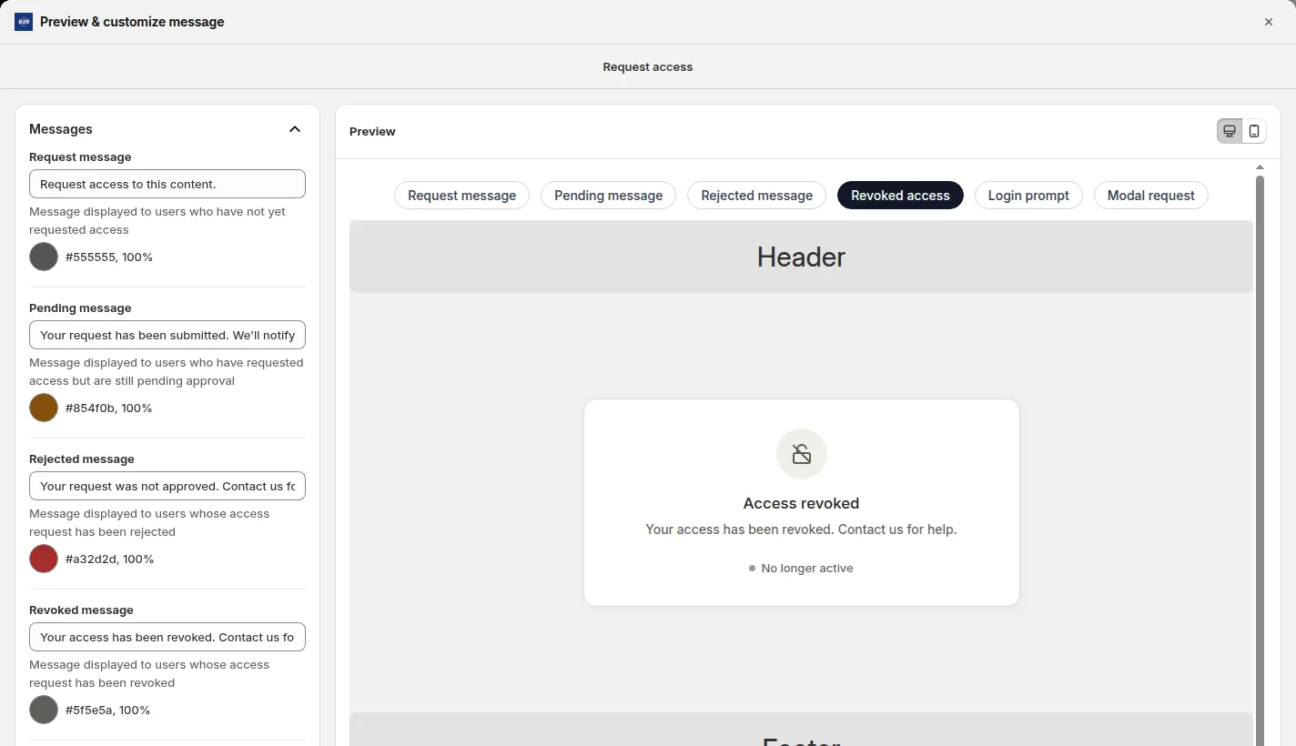 Revoked message preview: Access revoked