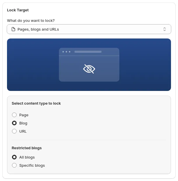 Pages, blogs and URLs target with the Page, Blog and URL content type options