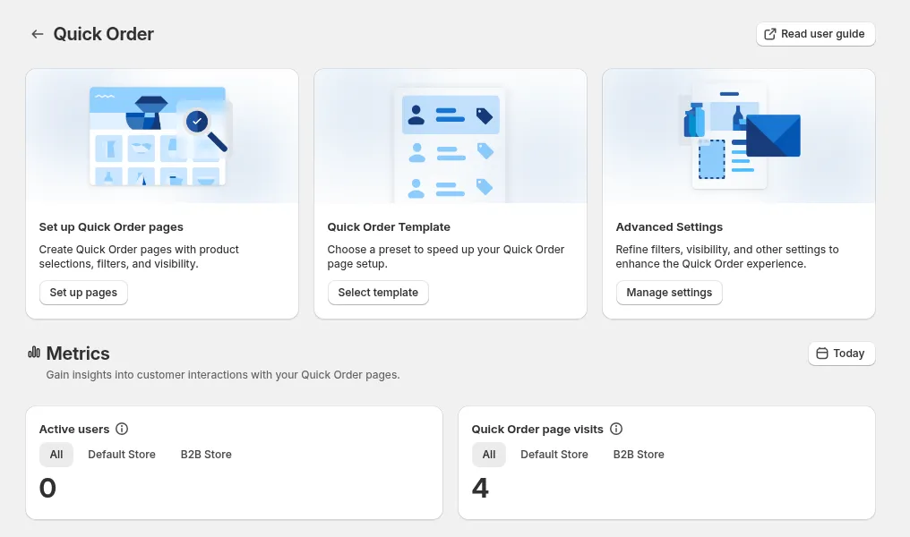 Quick Order in the app: Set up Quick Order pages, Quick Order Template, Advanced Settings and Metrics