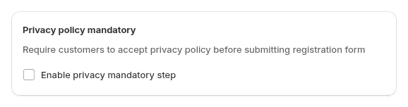 Privacy policy mandatory card