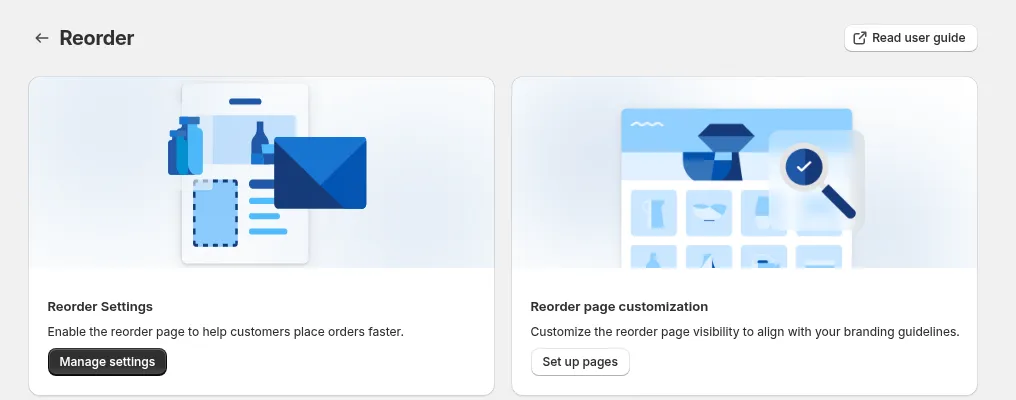 Reorder page in the app: Reorder Settings and Reorder page customization