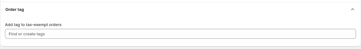 Order tag section