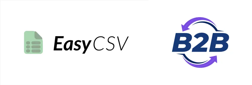 EasyCSV logo next to the BSS B2B Solution logo, representing the integration between the two apps