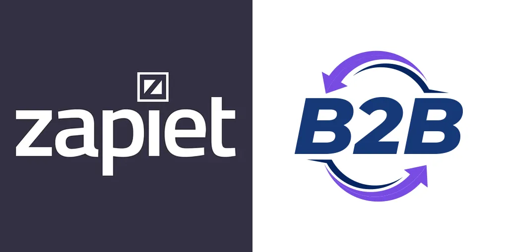 Zapiet logo next to the BSS B2B Solution logo, showing the two apps work together