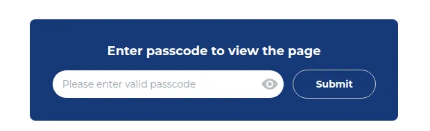 Storefront page locked with a passcode: Enter passcode to view the page, with Submit